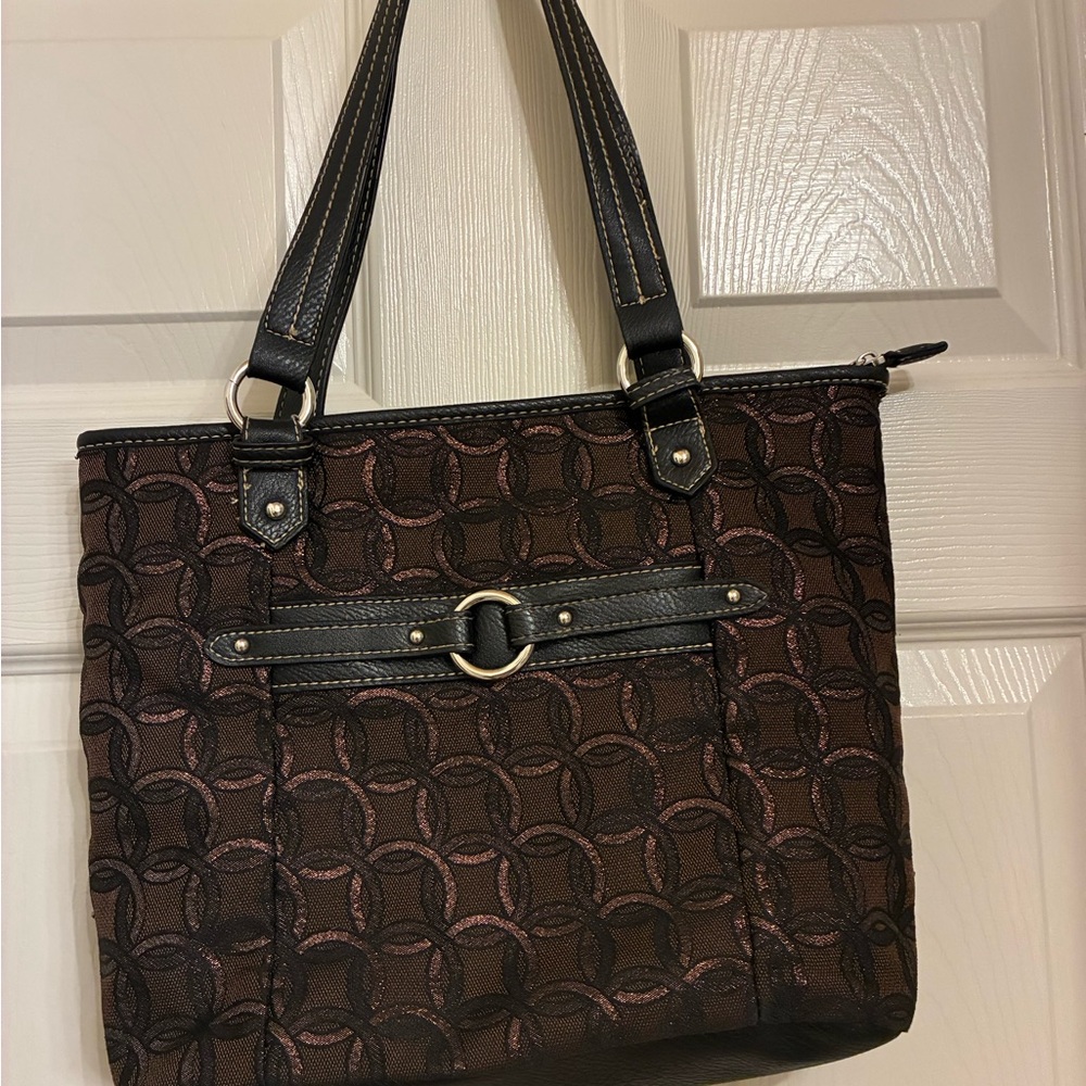 Croft & Barrow Brown and Black Geometric‎ Tote